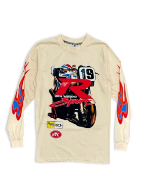 Rich Weirdo  Motor Sport Dirt Bike  Long Sleeve ( cream)